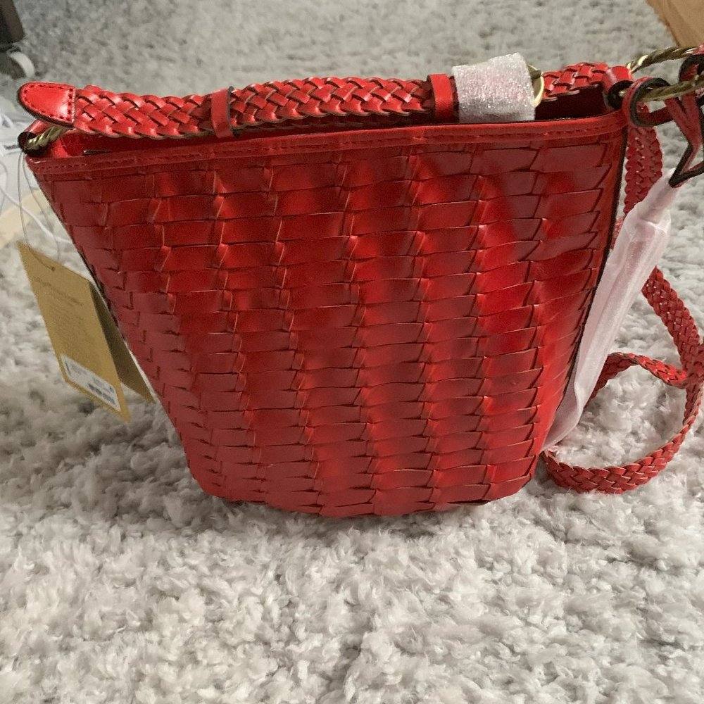 Patricia Nash Woven Leather Valbella Top Zip Crossbody, NWT